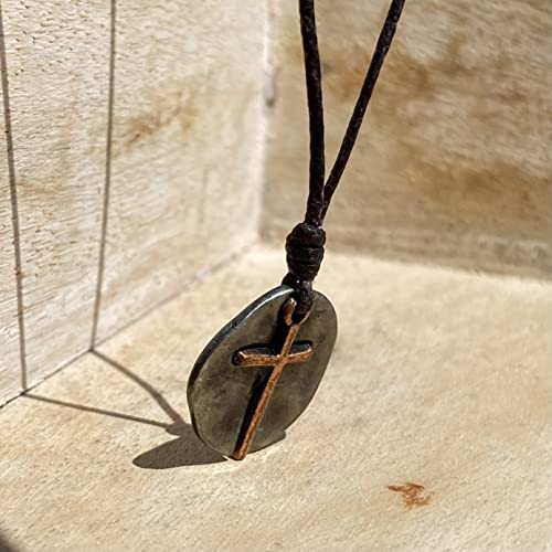 Copper Cross Coin Men Necklace - Plated Vintage Textured Medallion, Mens Round Circle Disk, Catholic Pendant, Antique Jewelry, Religious Charms, Hammered Crosses, Women Gift To Husband, Father Day #TOP5