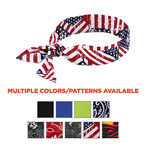Image of Ergodyne Chill Its 6700 Cooling Bandana, Lime, Evaporative Polymer Crystals For Cooling Relief, Tie For Adjustable Fit,Red, White, Blue (Pack of 2)
