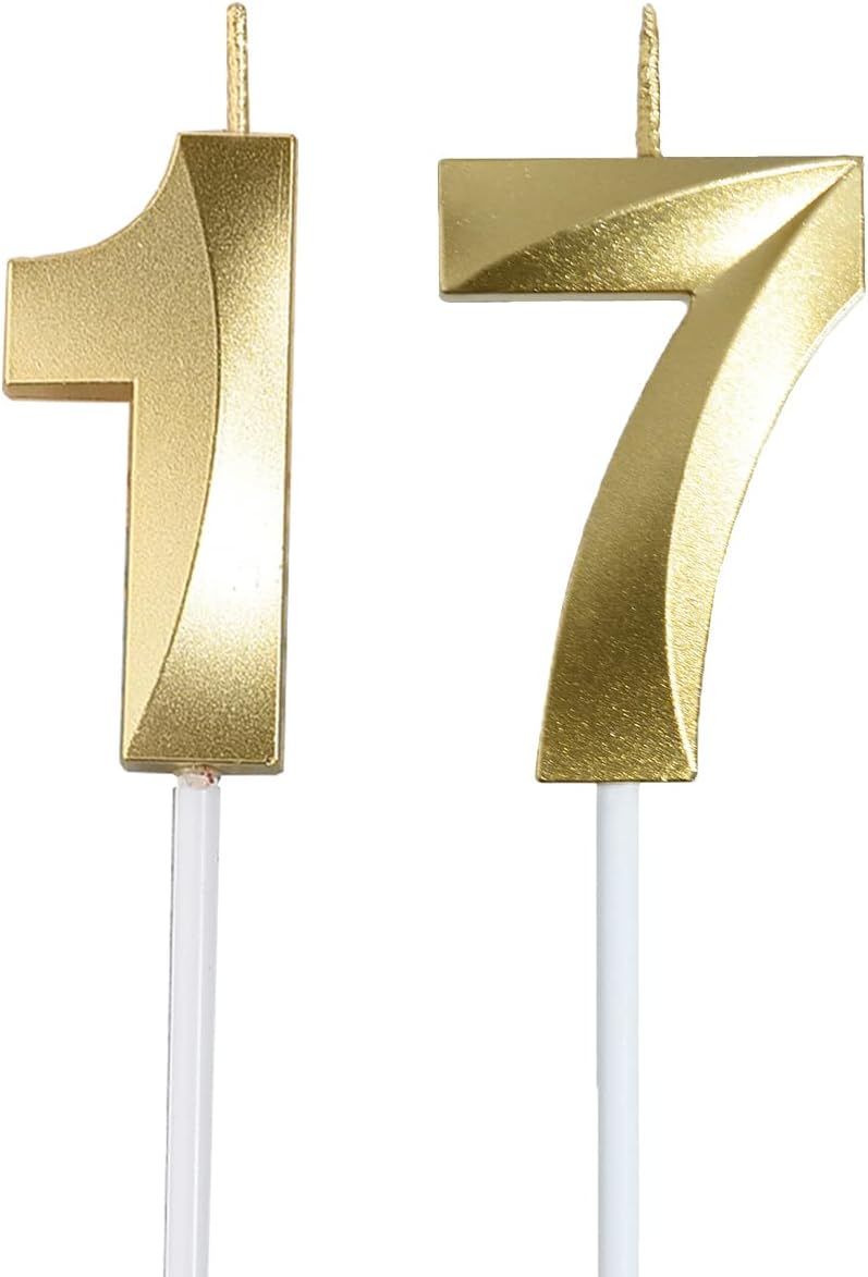 17th Birthday Decorations for Boys Girls,Gold 17 & 71 Birthday Candles