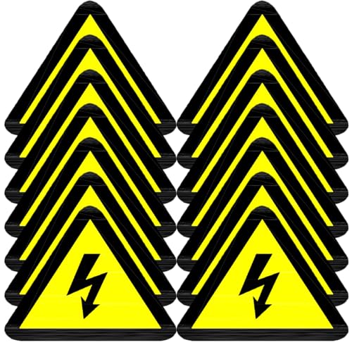 Autocollants Haute Tension Amosfun 50 MM | 25 Pictogrammes Triangle Jaune de Danger Électrique