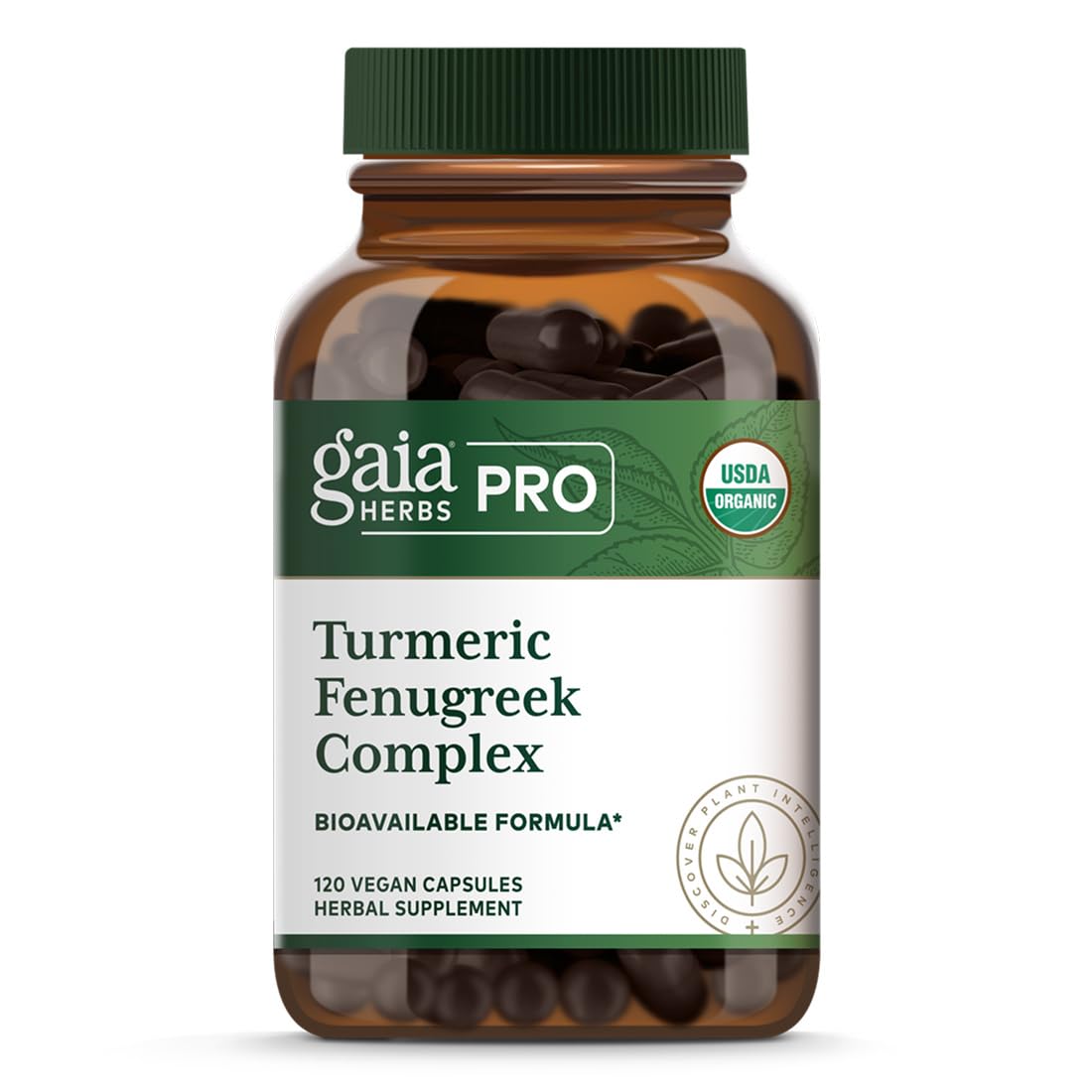 GAIA HERBS PRO Turmeric Fenugreek Complex - Daily Dietary Supplements for Active Lifestyle Support* - Herbal Nutrient Complex with Fenugreek Extract & Organic Turmeric - Vegan - 120 Capsules 120 Count (Pack of 1)