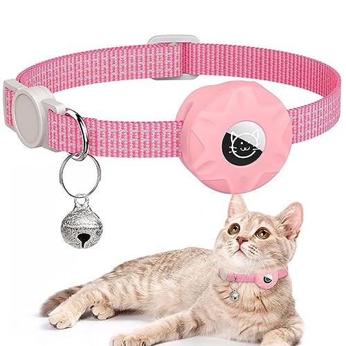 Collier chat Airtag silicone réfléchissant rose pour repérer votre animal