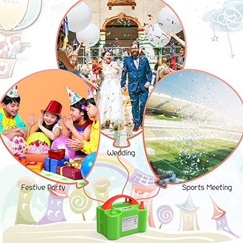 Dr.meter Ballonluchtpomp, Elektrische Inflatorpomp met Dubbele Sproeierblazer Draagbare Pomp voor Kerstdecoraties, Feest… - Image 8