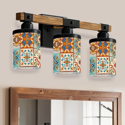 Bathroom Light Fixture, Modern Mexican Talavera Ceramic Tiles Spanish Maiolica
