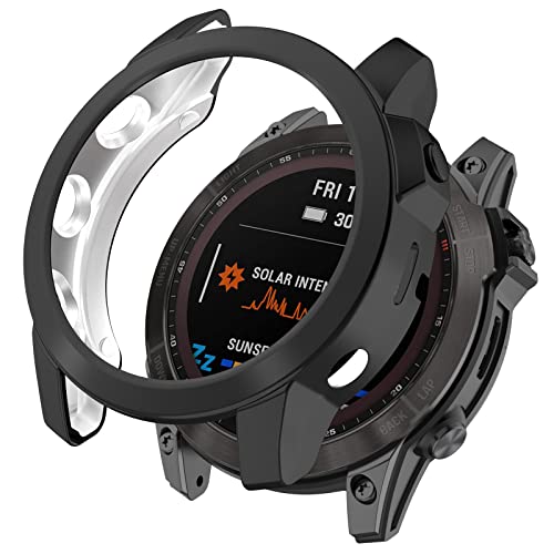 Case Cover Compatible with Garmin Fenix 7 Sapphire Solar Shockproof Protective Bumper Case Fenix 7 Watch (Black)