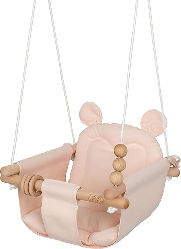 Miniatura 12 de Monkey & Mouse Columpio para bebé, silla colgante portátil para interiores y exteriores, color azul pálido, para bebés y niños pequeños de 6 meses a