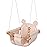 Monkey & Mouse Baby Swing, Pale Pink Indoor Outdoor Portable Hanging Chair - Infant & Toddler Kids 6 Months - 4 Years, Cotton Canvas & Beech Wood Frame, Sensory Hammock Boy & Girl Seat w/Wooden Toys