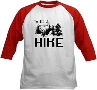 CafePress Take A Hike Baseball Jersey Kids Cotton Baseball Jersey, 3/4 Raglan Sleeve Shirt Red/White