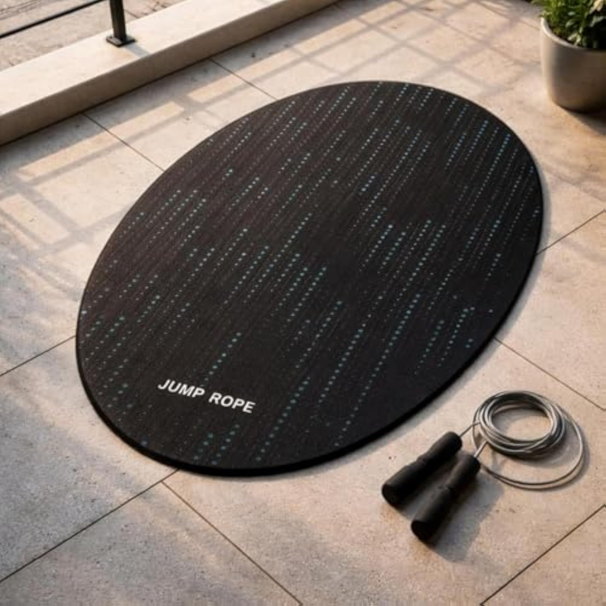 Wear-Resistant Oval Jump Rope Mat Non-Slip for Workouts