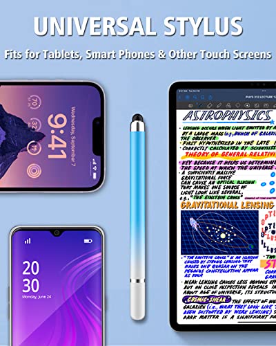 AmberVec Stylus-Stifte für Touchscreens, universeller 2-in-1-Eingabestift für iPad, kompatibel mit iPhone, iPad, Android, Microsoft-Tablets, Handys, Oberflächen, Blau, Grün, Rosa, Lila, Gelb, 5 Stück