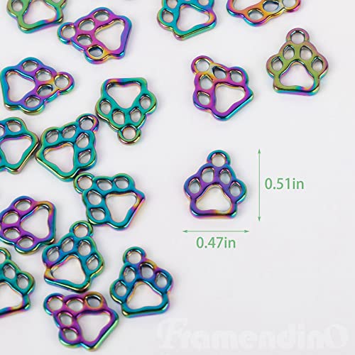 Framendino, 20 Pieces Paw Print Charms Doggy Cat Animal Footprint Pendant Metal Paw Print Pendants For Jewelry Making Diy Crafting #TOP6