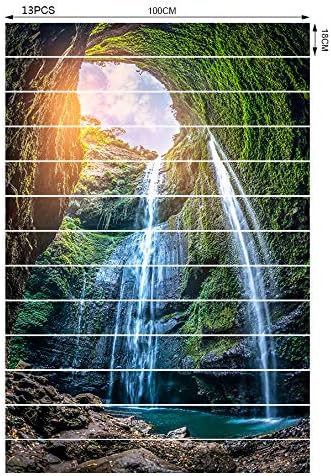 Miniatura 7 de artfanke 13 piezas de adhesivos 3D de selva y cascada para escaleras, autoadhesivos, para peldaños de escaleras, adhesivos para escaleras para