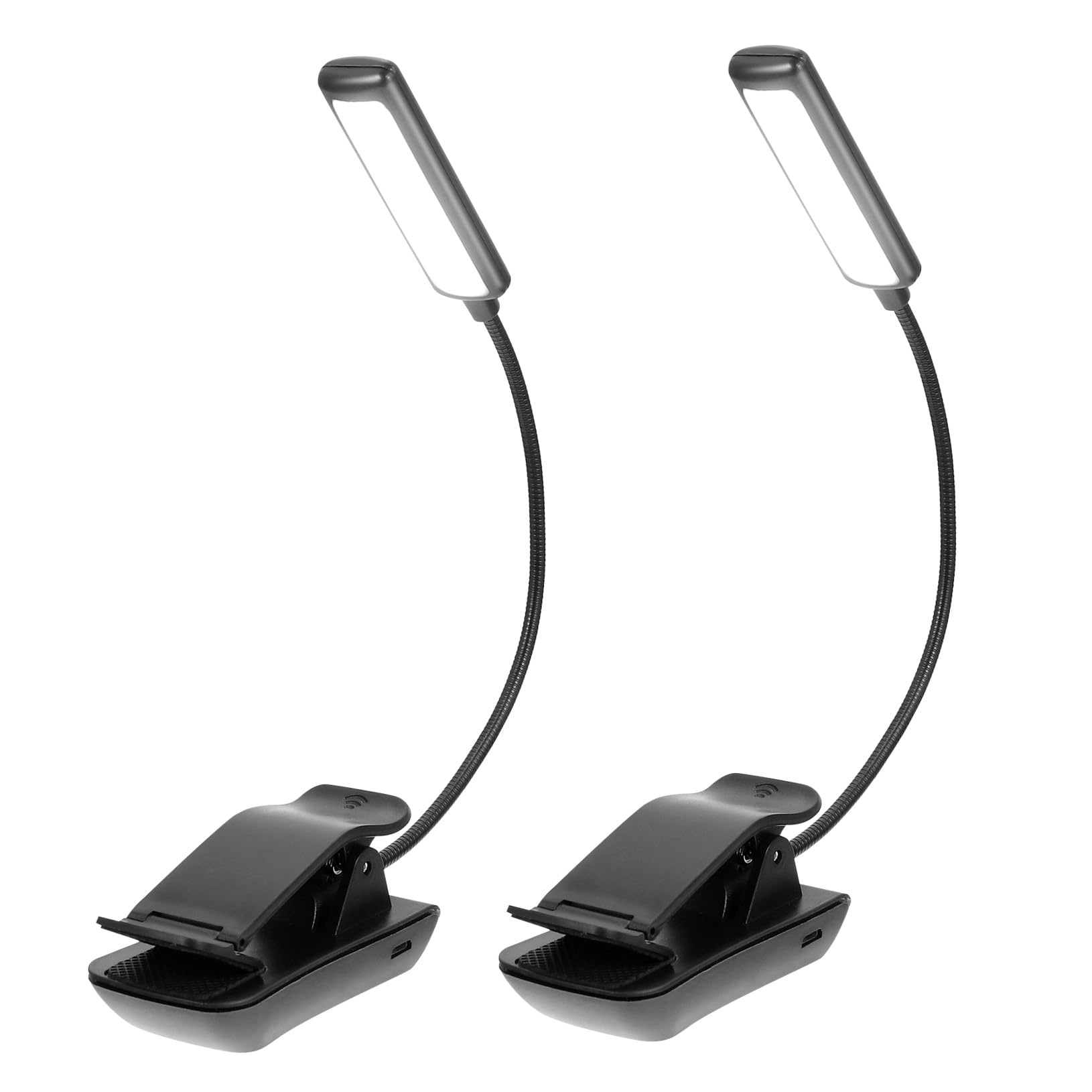 iplusmile Lampe à Pince LED de Lecture Rechargeable Noire, Lot de 2