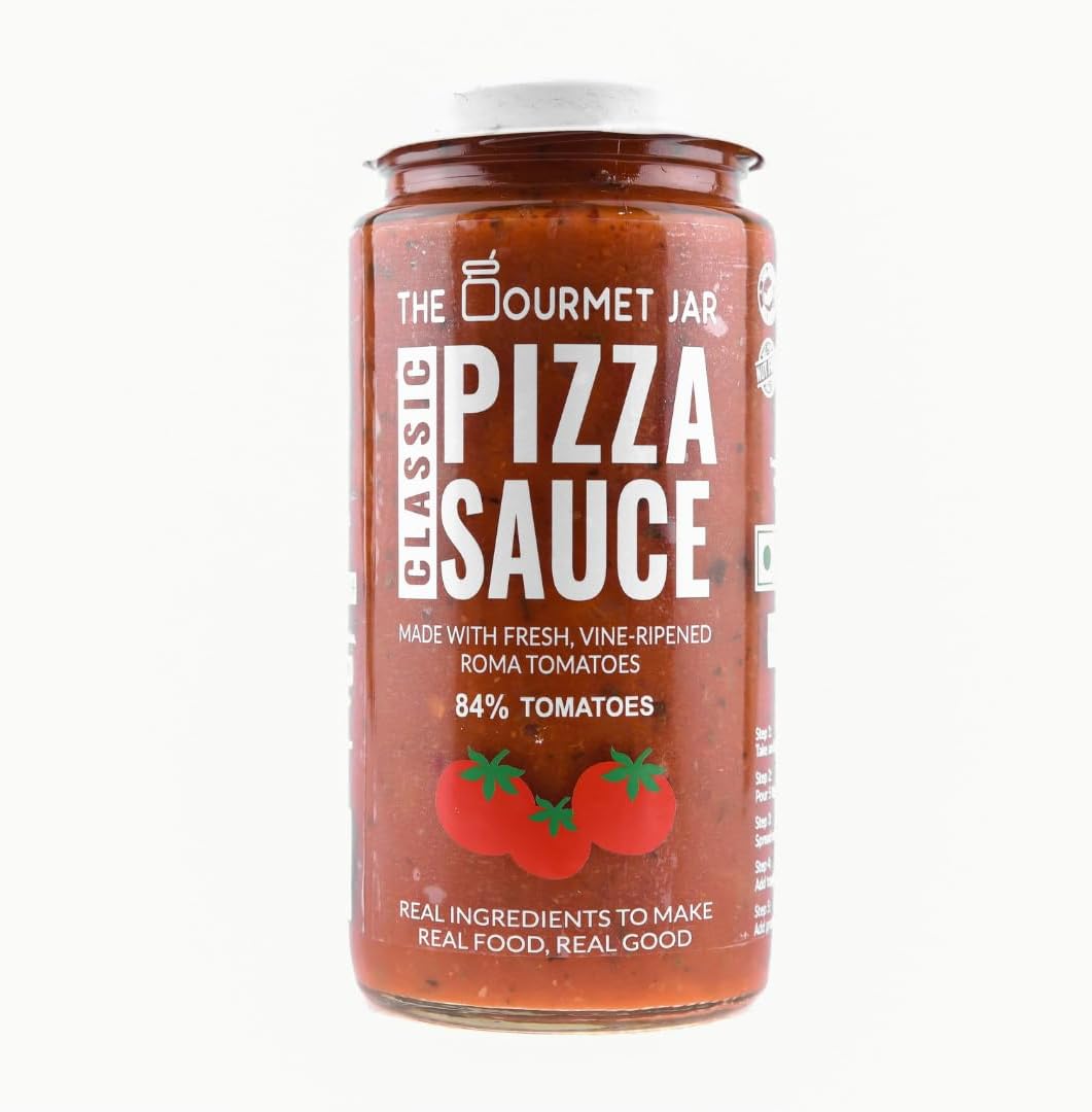 Classic Pizza Sauce 390g| 100% Natural, No Preservatives, No Artificial Colors, No Artificial Flavouring agents| Vegan| Gluten Free| Made with Fresh Vine-Ripened Roma Tomatoes | Spread it on pizza & toasts or use it as a sandwich spread| Pack of 1