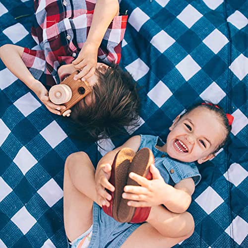 Image of Little Unicorn 5'x10' XL Outdoor Family Picnic & Beach Blanket | Durable & Water-Resistant Fabric | Compact Fold & Easily Wipes Clean | Zipper Pocket (Navy Plaid)