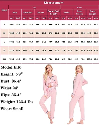 Image of SWOMOG Womens Pajamas Set Long Sleeve Sleepwear Button Down Nightwear Soft Cotton Pj Lounge Sets