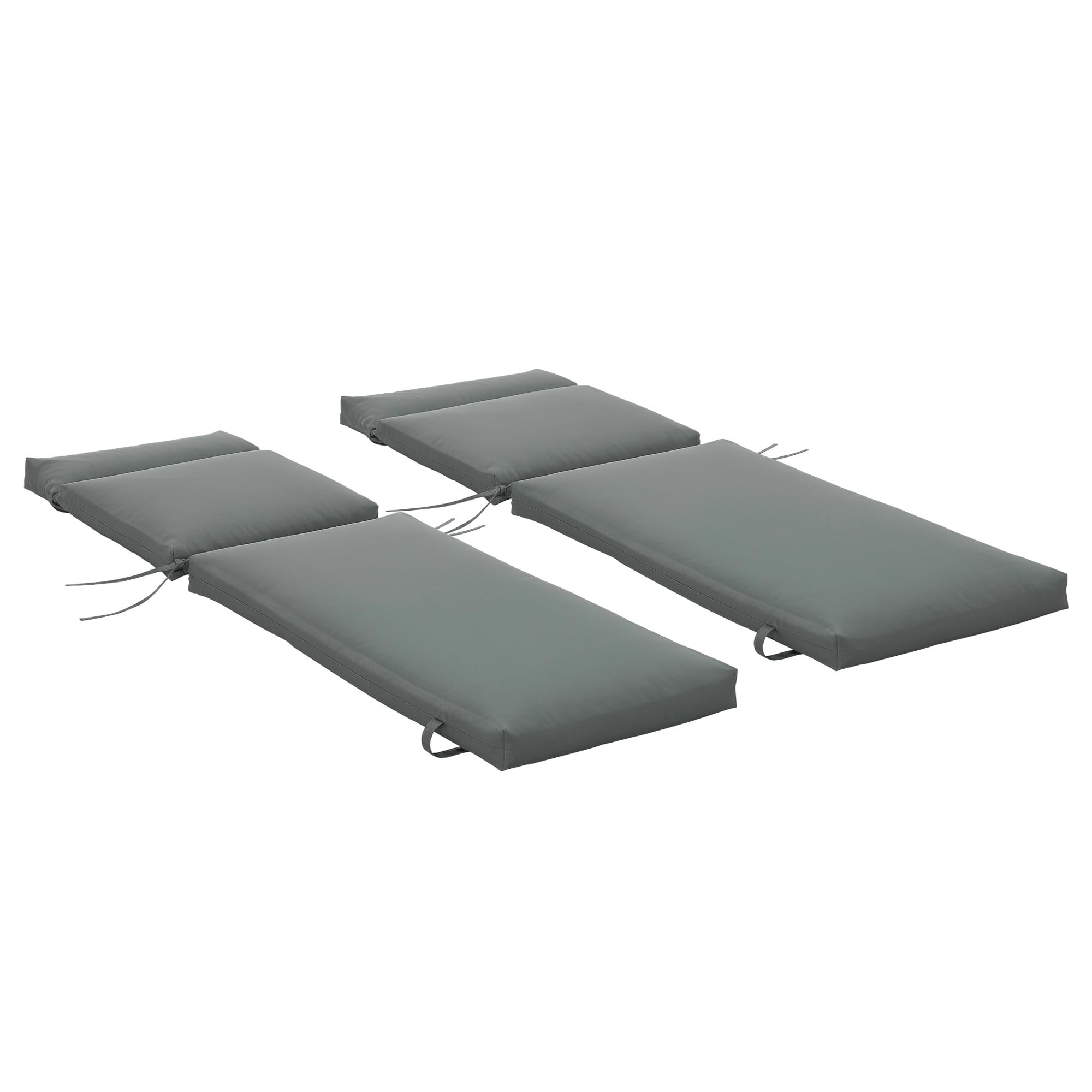 Outsunny Pack 2 Cojines para Tumbona 196x55x8 cm Colchoneta para Tumbona Acolchado Colchón para Silla de Jardín Terraza Balcón Cojines SOLO Gris