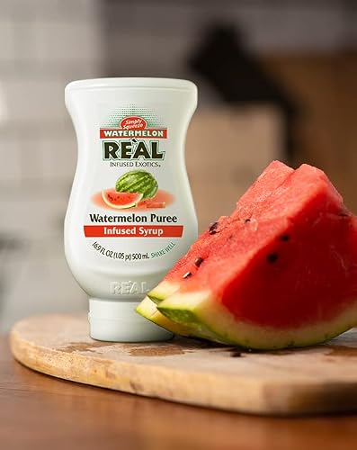 Watermelon Reàl Infused Exotics, Watermelon Puree Infused Syrup, 16.9 FL OZ Squeezable Bottle (Pack of 3)