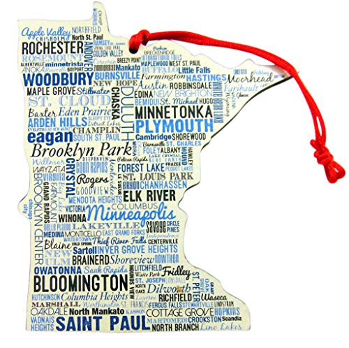 Minnesota Christmas Ornament Wooden Tree Decoration, 4 3/4 Inch