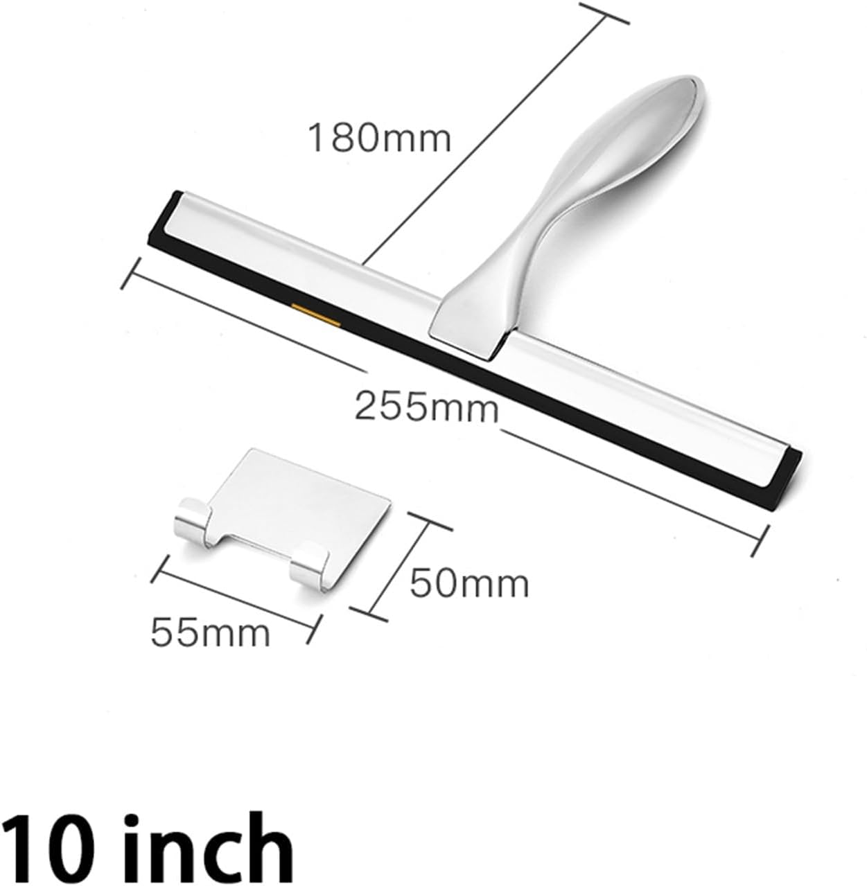Window Squeegee Silicone Rubber Scrape 10 12 14 INCH Shower Stainless Steel Bathroom Glass Car with Hook(10-Hook)