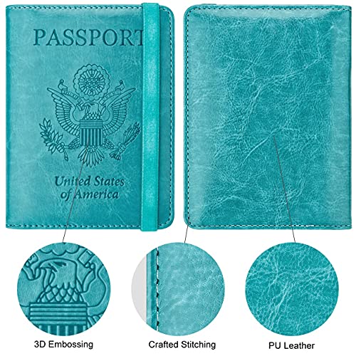 Image of WALNEW Passport Holder for Travel, RFID Passport Cover Wallet for Women Men, PU Leather Passport Book Card Holder Case with Pen, Travelling Essentials for Flying