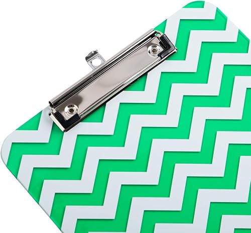 Miniatura 4 de JAM PAPER Portapapeles de plástico con clip de metal de perfil bajo, tamaño carta (9 x 12.5), cheurón verde, tablero de clip se vende individualmente