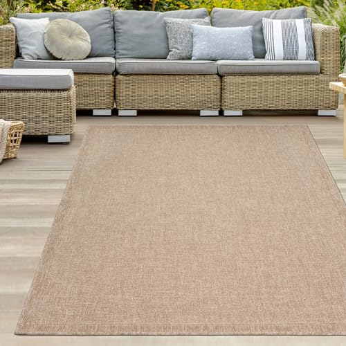 Teppich-Traum Outdoor Teppich wetterfest Sisaloptik Garten Terrasse Balkon beige/naturfarben 140x200...