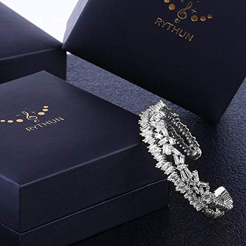 Rythuyn Gold Cuff Bracelets For Women, Cubic Zirconia Tennis Bracelets, White Gold Bracelets For Women, Jewelry Gifts For Women Bride Teen Girl Mother Sister Daughter #TOP6