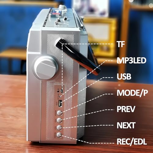 Bluetooth Boombox mit Kassettenspieler und AM/FM-Radio, wandelt Kassetten in Digital über USB/SD-Eingang um