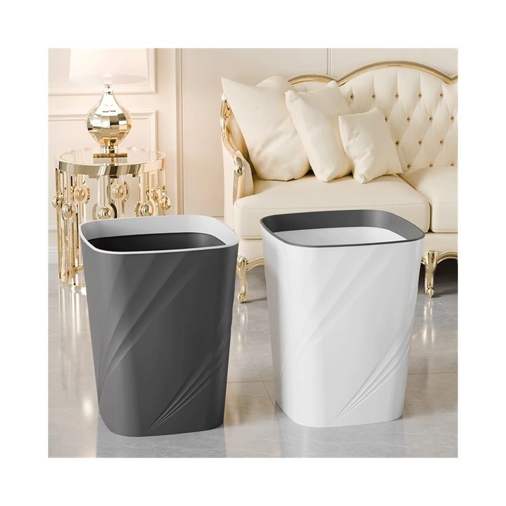 Corbeille à papier pour le bureau et la cuisine lot de 2 grandes poubelles blanches en plastique