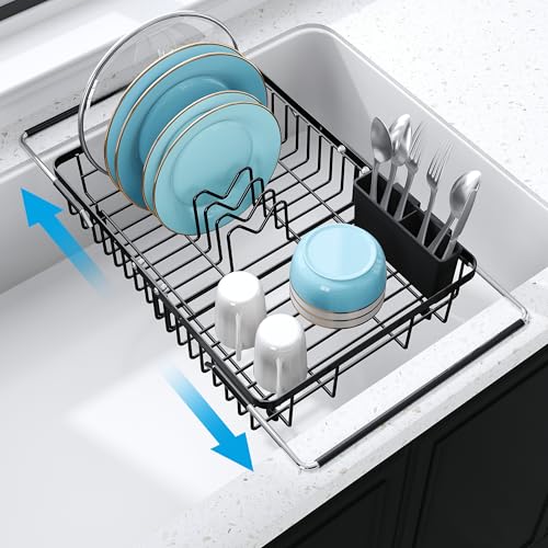 Reviews de Sobre encimera - los más vendidos. 45 JASIWAY Escurridor de Trastes sobre Fregadero,Expandible Escurridor de Platos Acero Inoxidable para encimera de Cocina, Extensible Escurridorplatos de Pequeño con Porta...