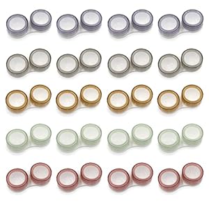 20 Pack Clear Contact Lens Case, 5 Colors Leak-Proof Bulk Cases, Compact Eye Contact Holder with L/R Mark, Style A