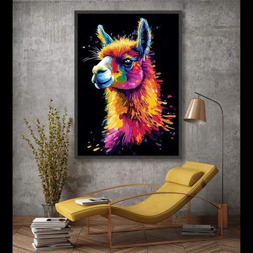 Tableau sur toile lama coloré œuvre d'art joyeuse pour réveiller vos murs