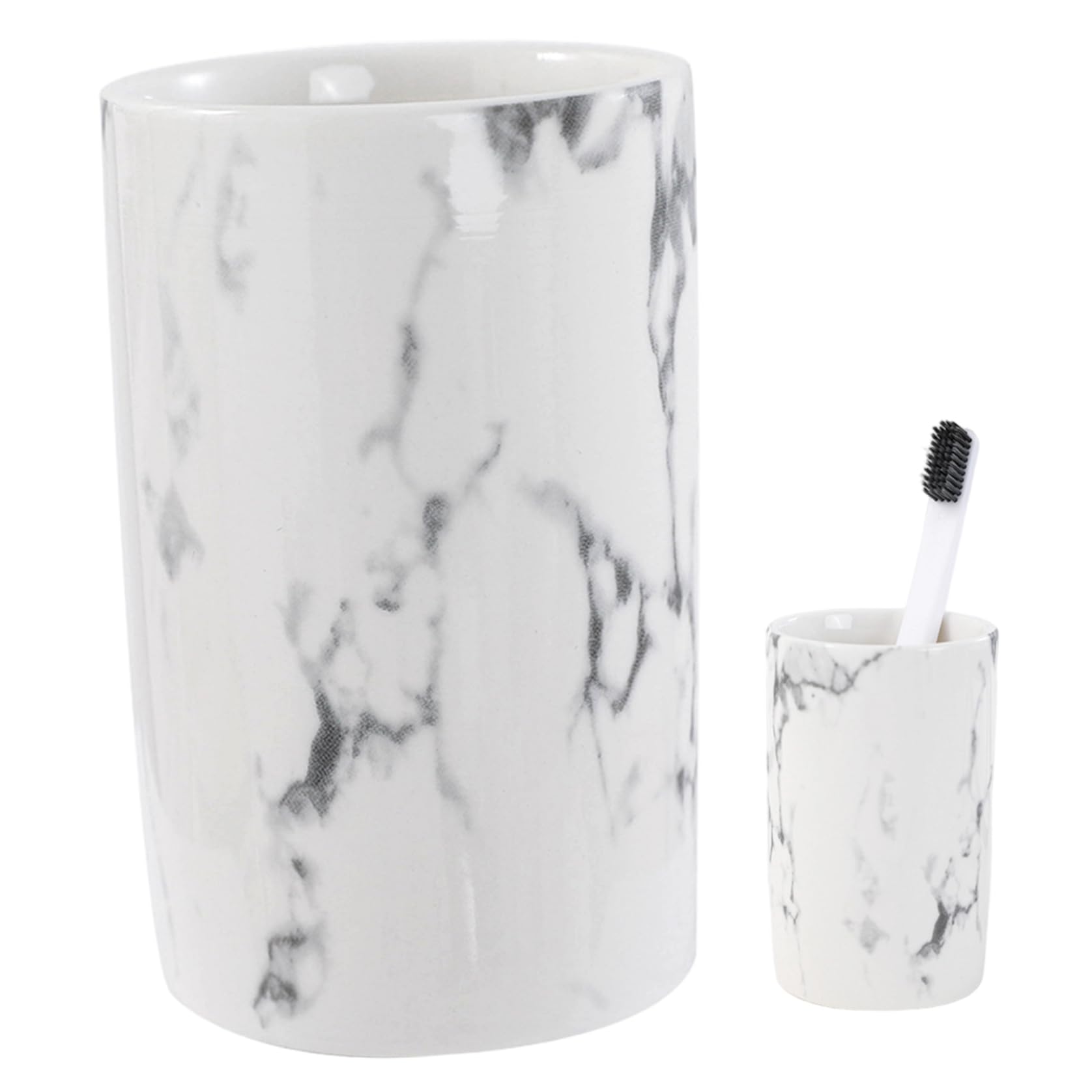 Tsawntd Toothbrush Holders, Ceramic Bathroom Tumbler, Nordic Marble Modern Toothbrush Holder with Ins Style Design for Bathroom, Kitchen, Office - 310ml Dishwasher Safe Cup