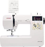 Vista 2 de Janome JW8100 Máquina de coser computarizada completamente equipada con 100 puntadas, 7 ojales, tapa dura, mesa de extensión y 22 accesorios