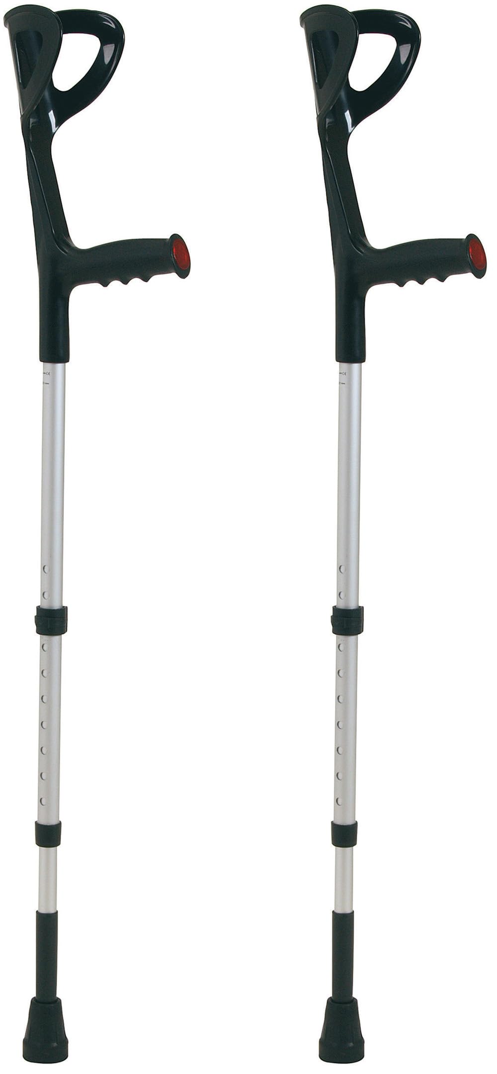 Stampelle Ortopediche Regolabili in Altezza - Coppia di Stampelle Mediche Canadesi in Alluminio Leggero con Impugnatura Ergonomica Confortevole e Puntali Antiscivolo, Portata 100kg