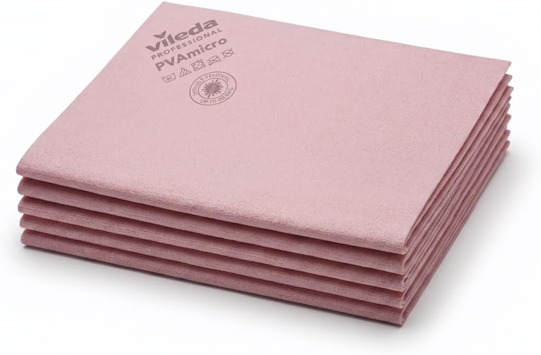 – Vileda 143586 micro cleaning cloth, pink, red, 5 pieces, 38x35 cms.