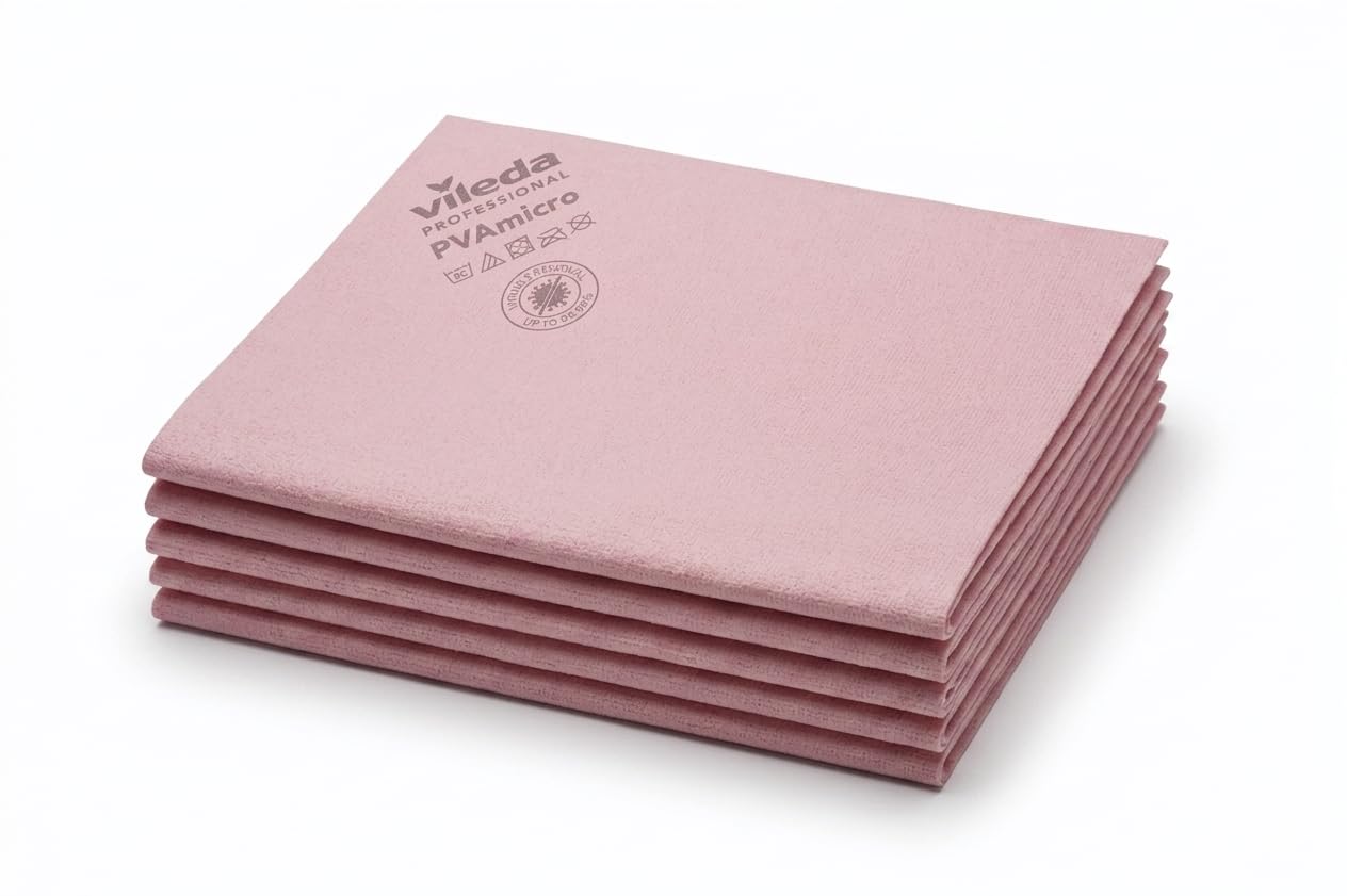 Vileda 143586 micro cleaning cloth, pink, red, 5 pieces, 38x35 cms.
