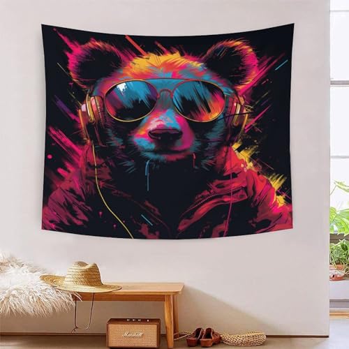 Tapisserie murale ours polaire grand tissu pour salon cocooning