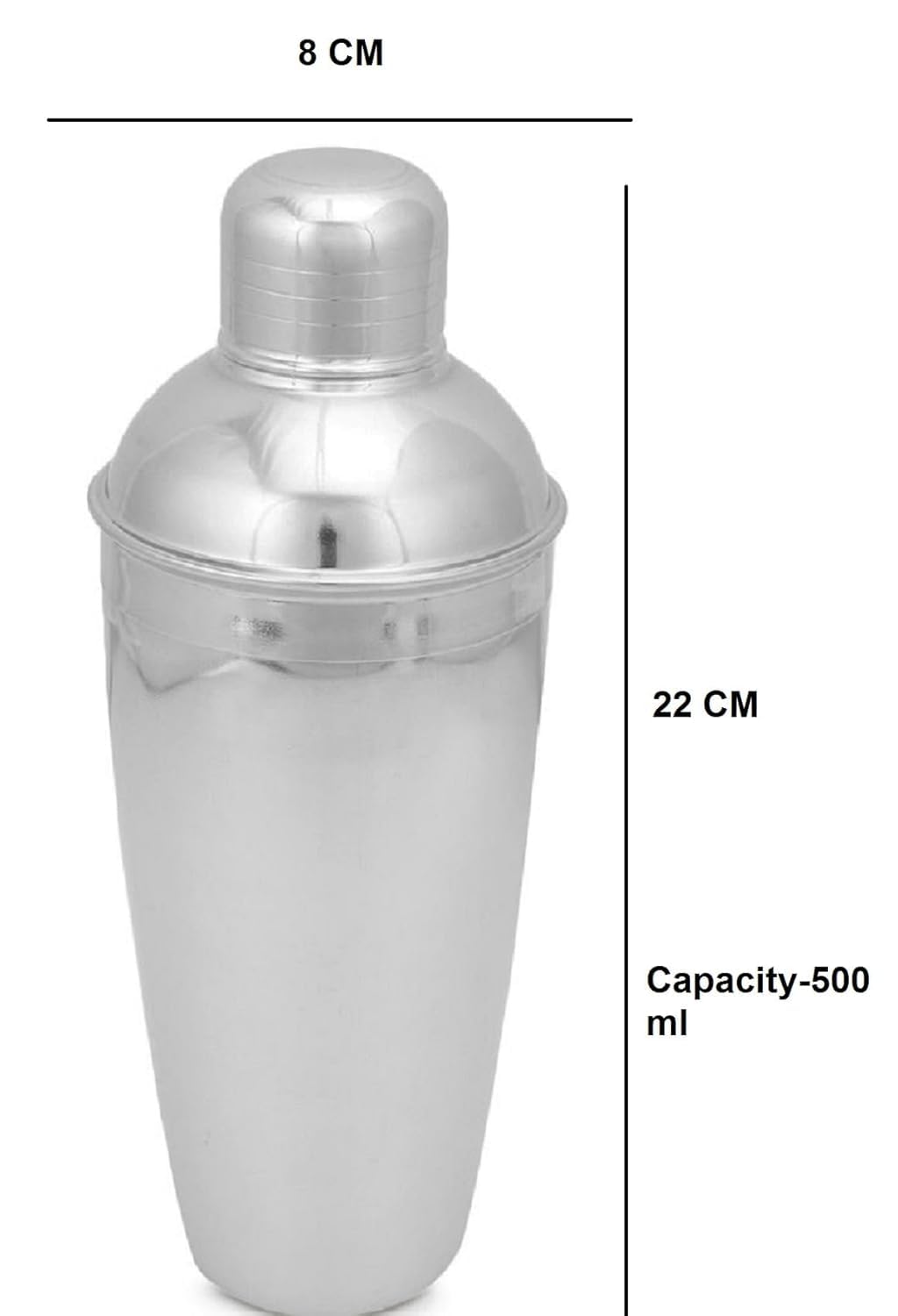 Steelish Stainless Steel Cocktail Shaker with Strainer | Wine Shaker | Mocktail Juices Mixing | Serving Wine | Bar Shaker (500 ml) - Image 2 thumbnail