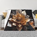 Ultra-Soft Micro Fleece Blanket 80"X60" Comfortable Lightweight Luxury Sofa Blankets Bedding Four Seasons White Delicate Lotus Flower