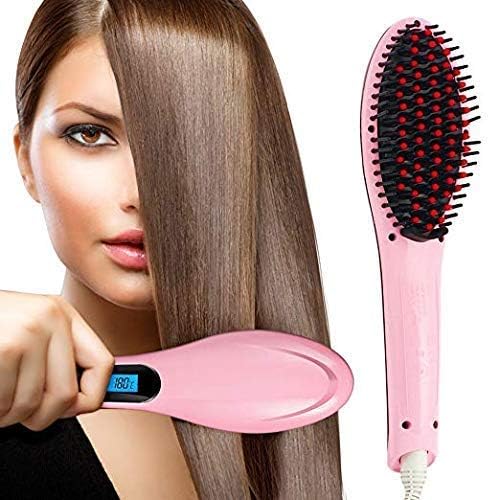 GREEVA Plastic electric hair straightener ceramic iron heating Detangling Hair Brush, Curler and Styler with digital display (Multicolour)