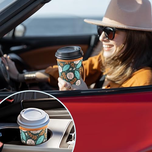 Image of KJQJLY 3 Pack Reusable Iced Coffee Sleeves for Iced Coffee Cups or Drinks Reusable Neoprene Insulated Sleeves for Hot and Cold Drinks from Starbucks, Dunkin, And More (Roses)