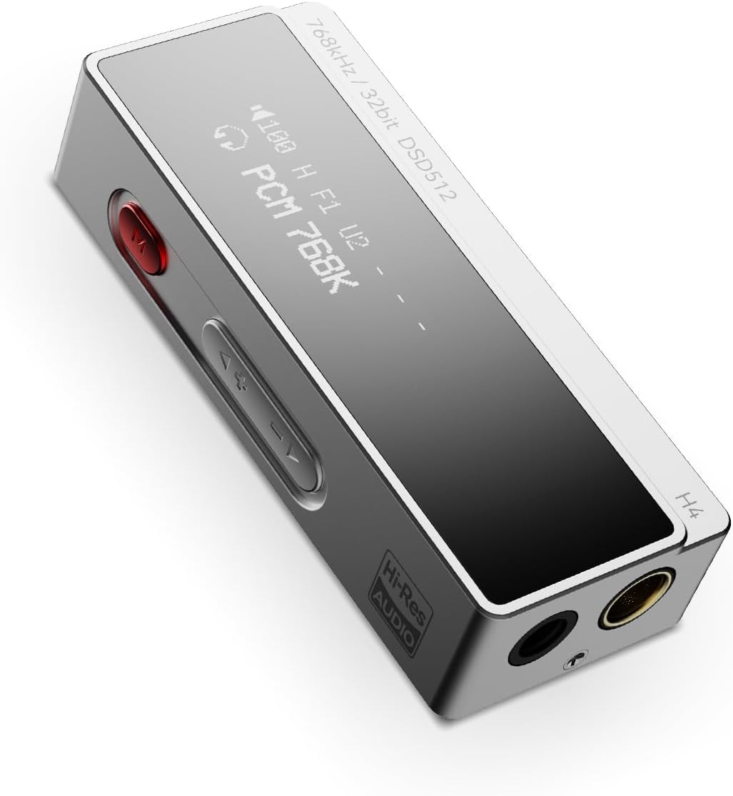 AIYIMA H4 Hi-Res DAC-Kopfhörerverstärker, Desktop-Audio-DAC-Verstärker mit 4,4 mm symmetrischem und 3,5 mm Ausgang, [ES9039Q2M-Chip | DSD512] Professioneller Stereo-Verstärker für 16–600 Ω Kopfhörer