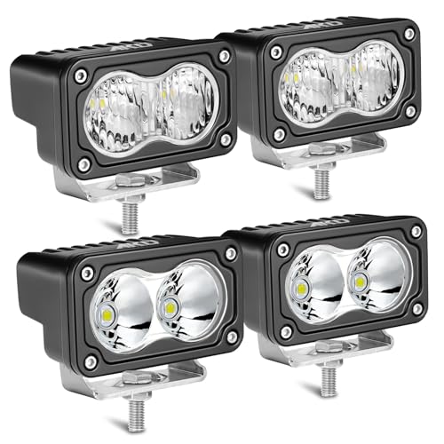 Image of LED Pods, AKD Part 4Pcs 3 inch 80W CREE LED Pod Lights Small Off Road Driving Lights Ditch Fog Lights for Trucks Motorcycle UTV ATV SUV Dirt Bike - Spot + Flood