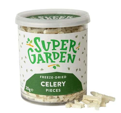 Super Garden Gefriergetrocknete Selleriestücke - Gefriergetrocknetes Gemüse - Reine & leckere Selleriestücke Snacks - Ohne Konservierungsstoffe oder Zuckerzusatz - Vegane Snacks(20g) Cover