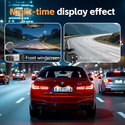 4 Channel 360° Dash Cam Front Rear Inside & Left Right 4K+1080P*3 FHD Car Camera, 5GHz WiFi & App Control 8 IR Lamps Night Vision 24H Parking Mode, G-Sensor, Loop Recording, Includes 64GB (S25S-02) by CURRENBA - Image 5