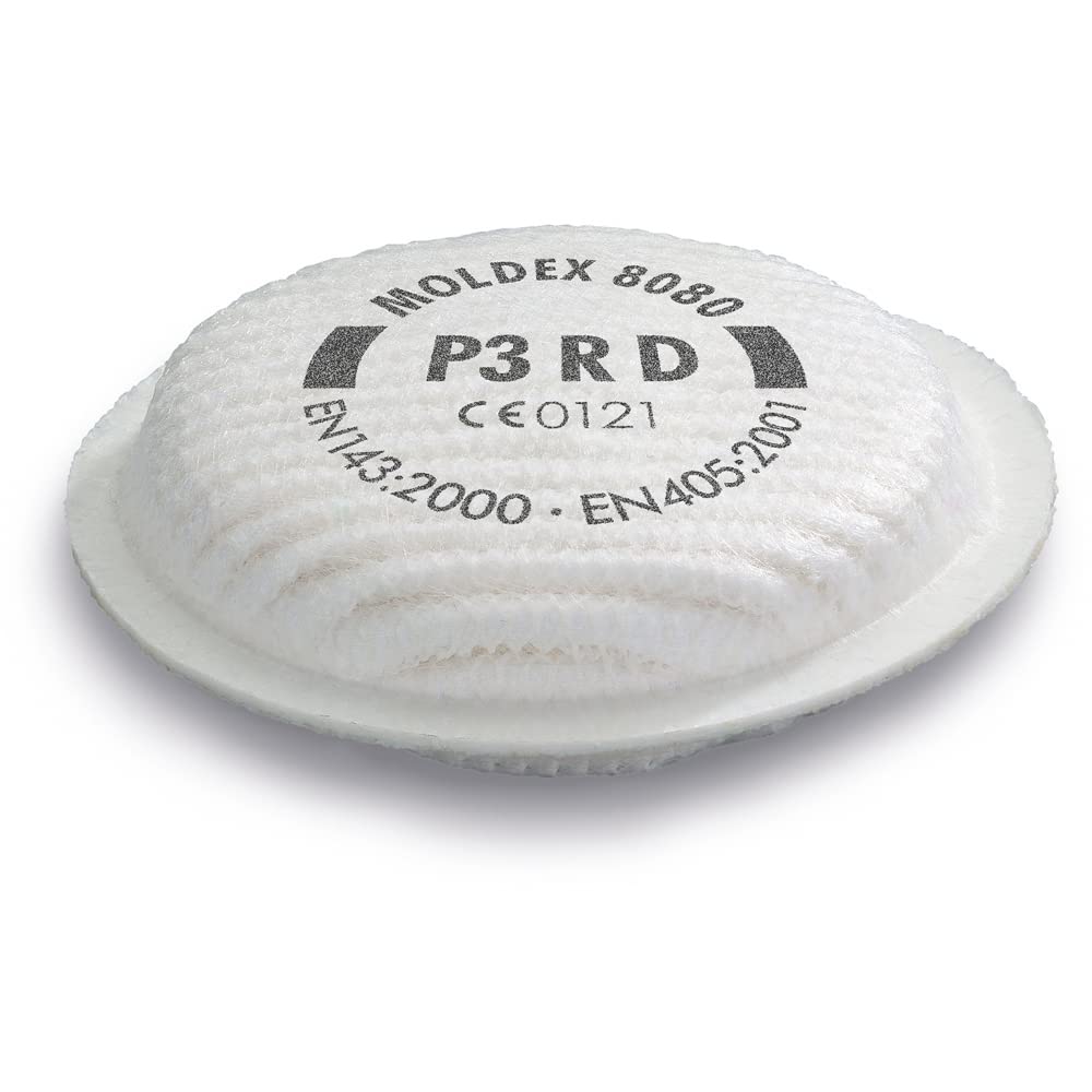 MOLDEX 865027 Austauschbare Partikelfilter P 3 Nummer 8080, passend zu Mehrwegmaske, bis 30-fach MAK, VPE 8, 8 Stück