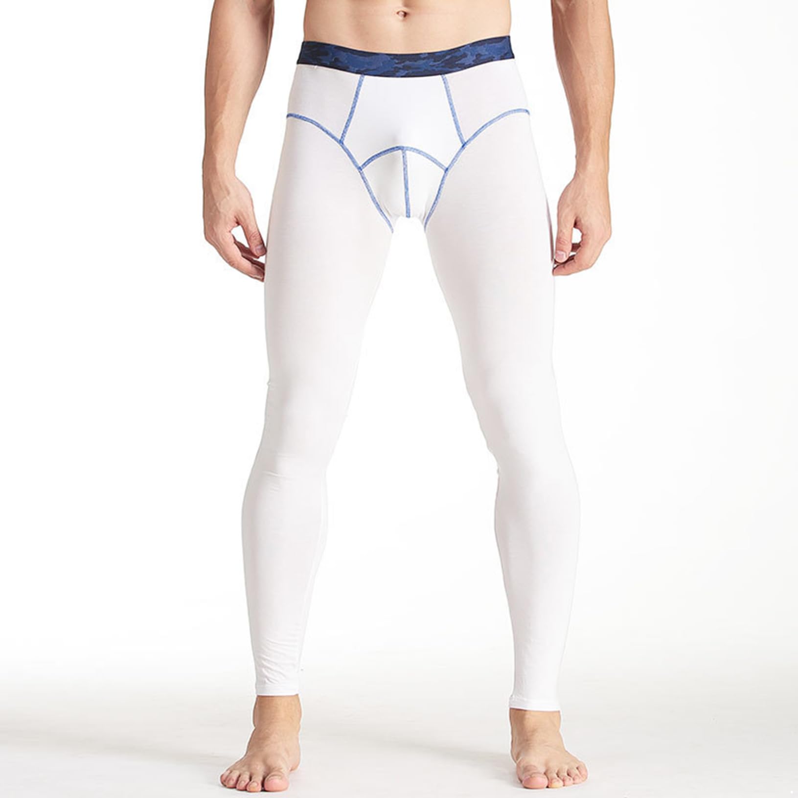 Yeahdor Men's Compression Pants Workout Athletic Leggings Gym Running Tights Bottom Cool Dry Sports Baselayer White X-Large