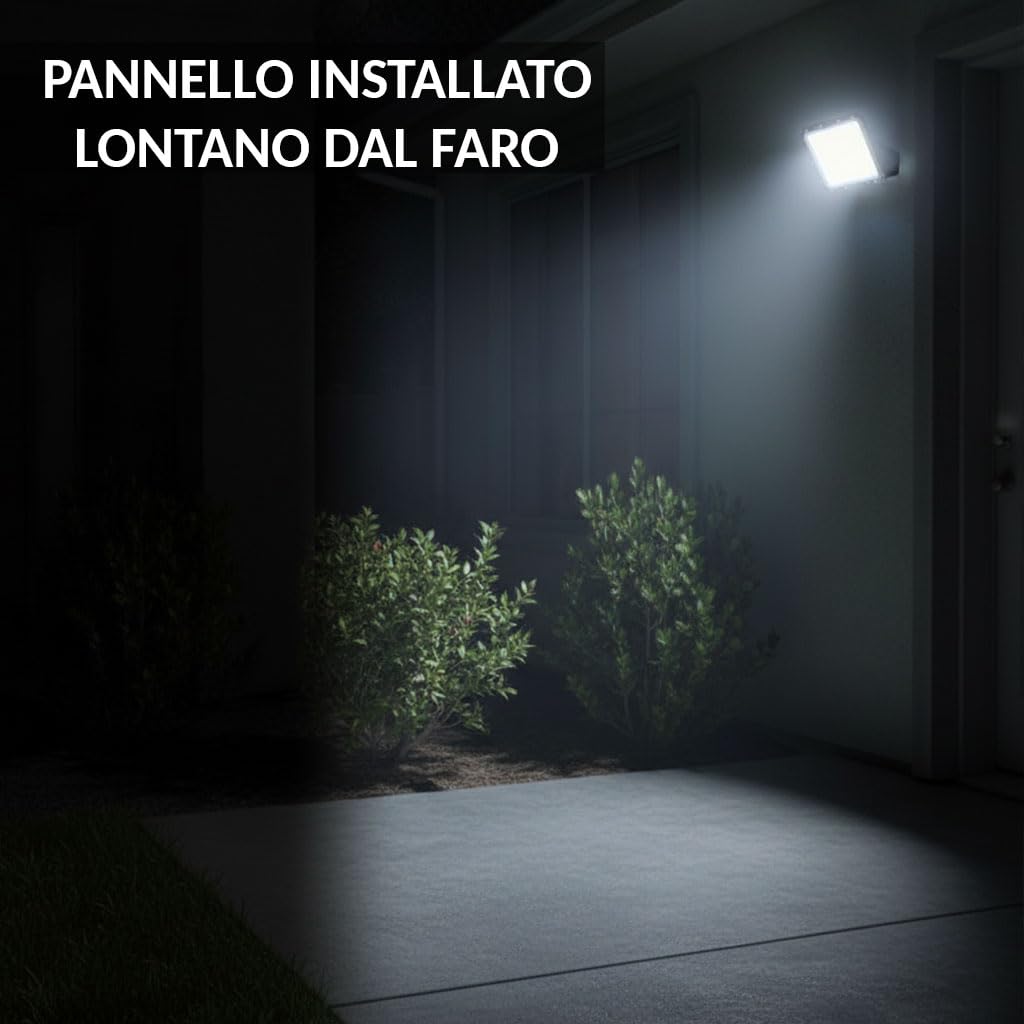 Faro LED Solare 2000W Esterno con Pannello Fotovoltaico IP65 Impermeabile Telecomando Luce Potente Giardino Cortile Strada Sensore Crepuscolare Lampada LED Alta Luminosità